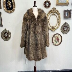 Vintage Kara Real Fur Long Hair Coat - Brown Shag Glam